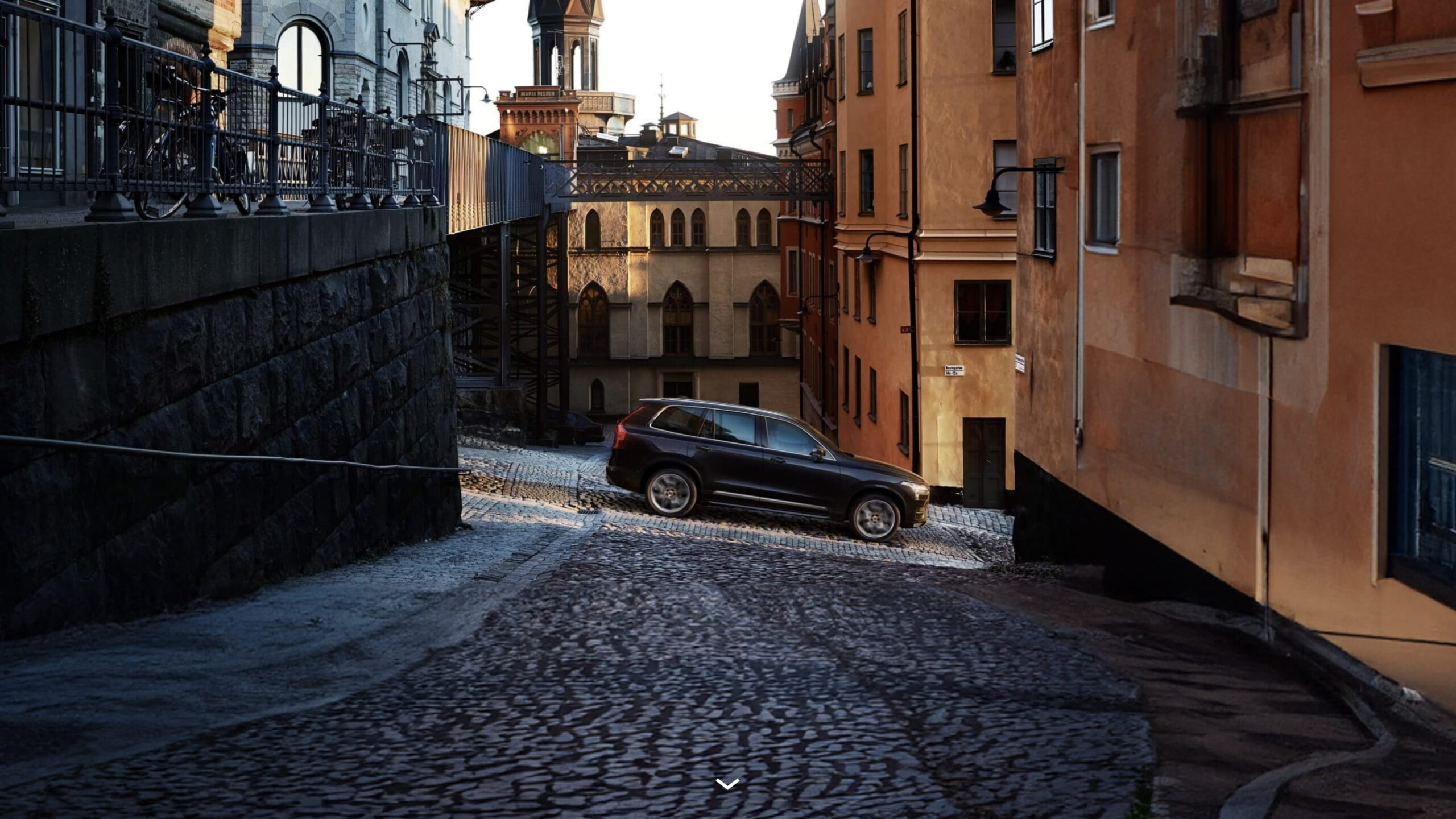 Car in between roads
